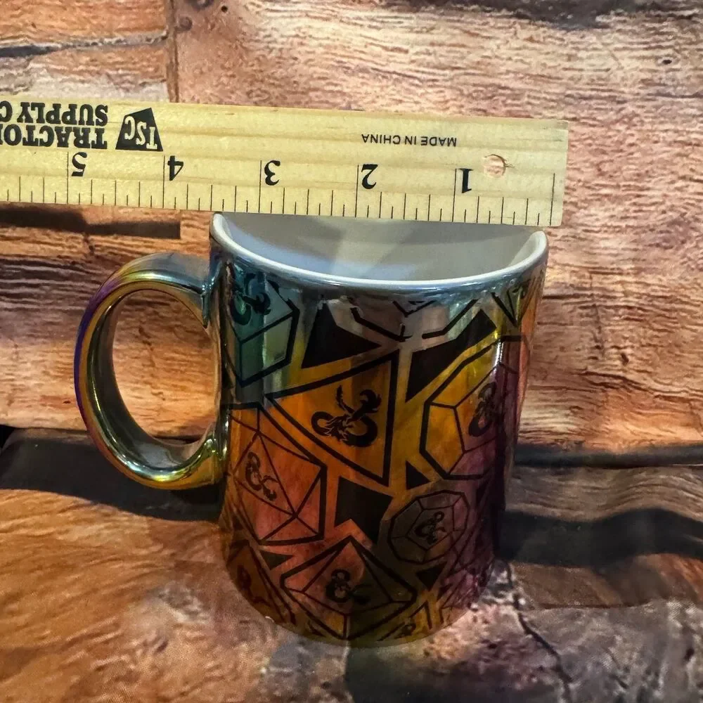 Dungeons & Dragons Mug Rainbow Iridescent 12oz Dice Pattern Ceramic Licensed